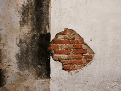 Natural brickwork chip off an alleyway
